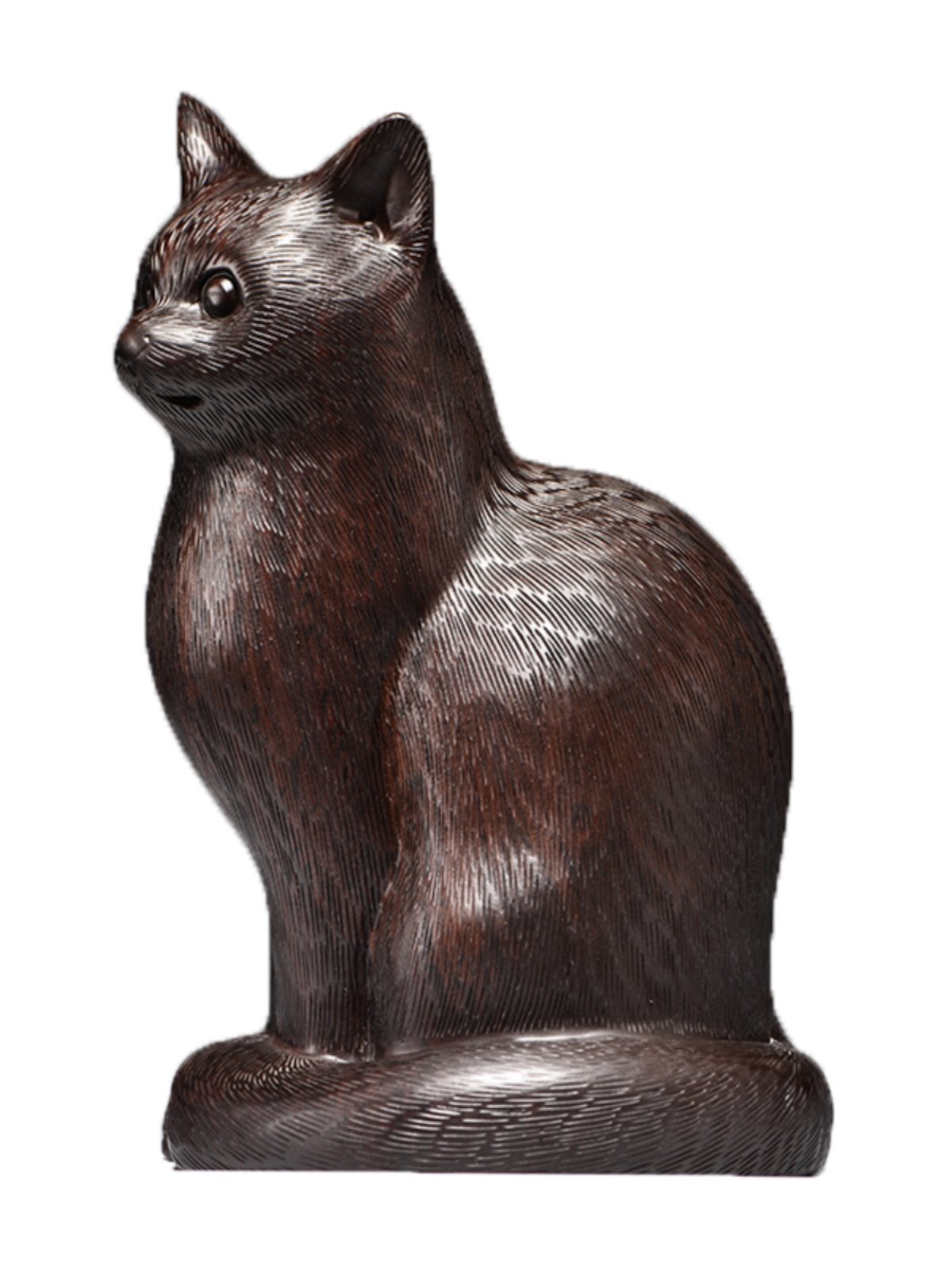 促销黑檀木雕小猫咪摆件吉祥动物可爱红木家居装饰实木工艺品开业