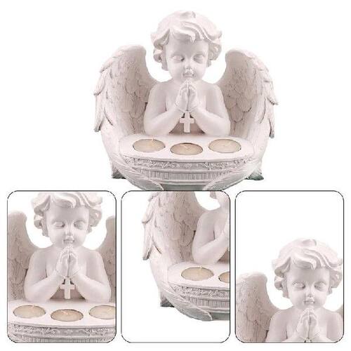 极速Cute Angel Candle Hotlder Statue Table Decor Resin Figur