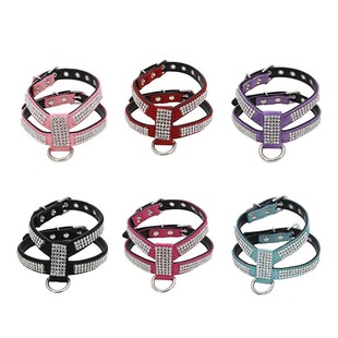 极速Dog Cdollar Adjustable Pet Necklace Dogs Harness PU Leat
