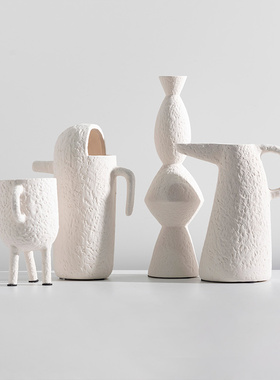 极速装饰推荐侘寂风白色抽u象摆件花器居家陶瓷样板房酒店客厅花