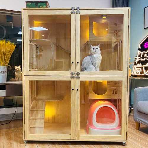 极速新品猫别墅h实木猫笼猫舍猫酒店猫房子猫繁育笼猫展示柜猫公