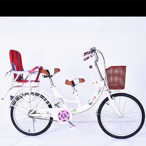 极速女大学生载j娃自行车接送小孩可载大人双人创意子母车亲子座