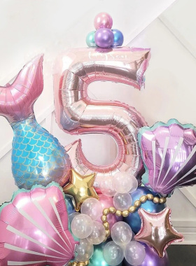 极速33Pcs/set Mermaid Party NumberG Balloons Rose Gold 0-9