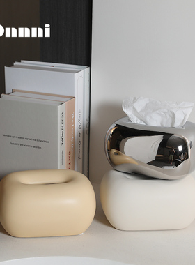 新品装饰推荐胖胖纸巾盒陶瓷奶油风抽纸盒客O厅卧室办公室样板间