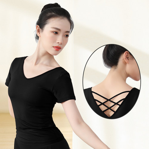 速发莫代尔舞蹈上衣舞套服广场舞新款服舞蹈装黑色跳装裙裤练功