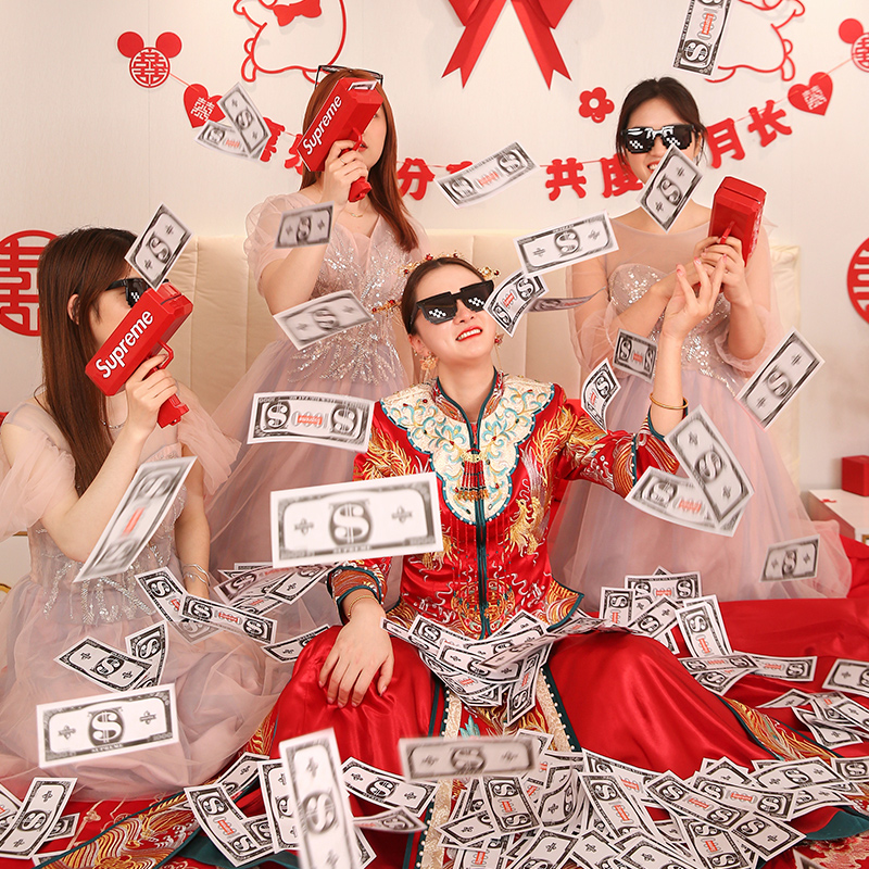 速发接亲道具拍照结婚创意婚礼堵门婚房拦门小氛围筷子夹钞票