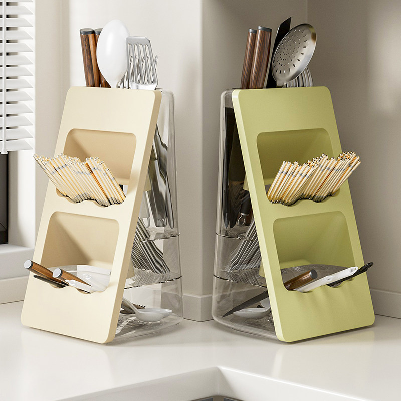 速发筷子收纳盒家用厨房台面多层分格沥水勺子筒放筷子的置物子筷