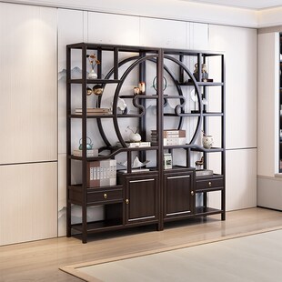 速发#博古物新中式实木多宝阁茶叶展示多柜层置架架客厅隔断书架