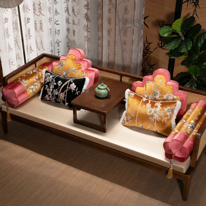 速发高端罗汉床坐垫新中式绒布沙发垫红木海绵座垫防滑贵妃榻垫子