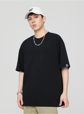 速发TTRG新款重磅25凸g前幅凹0钢印印花宽松圆领溜肩G恤