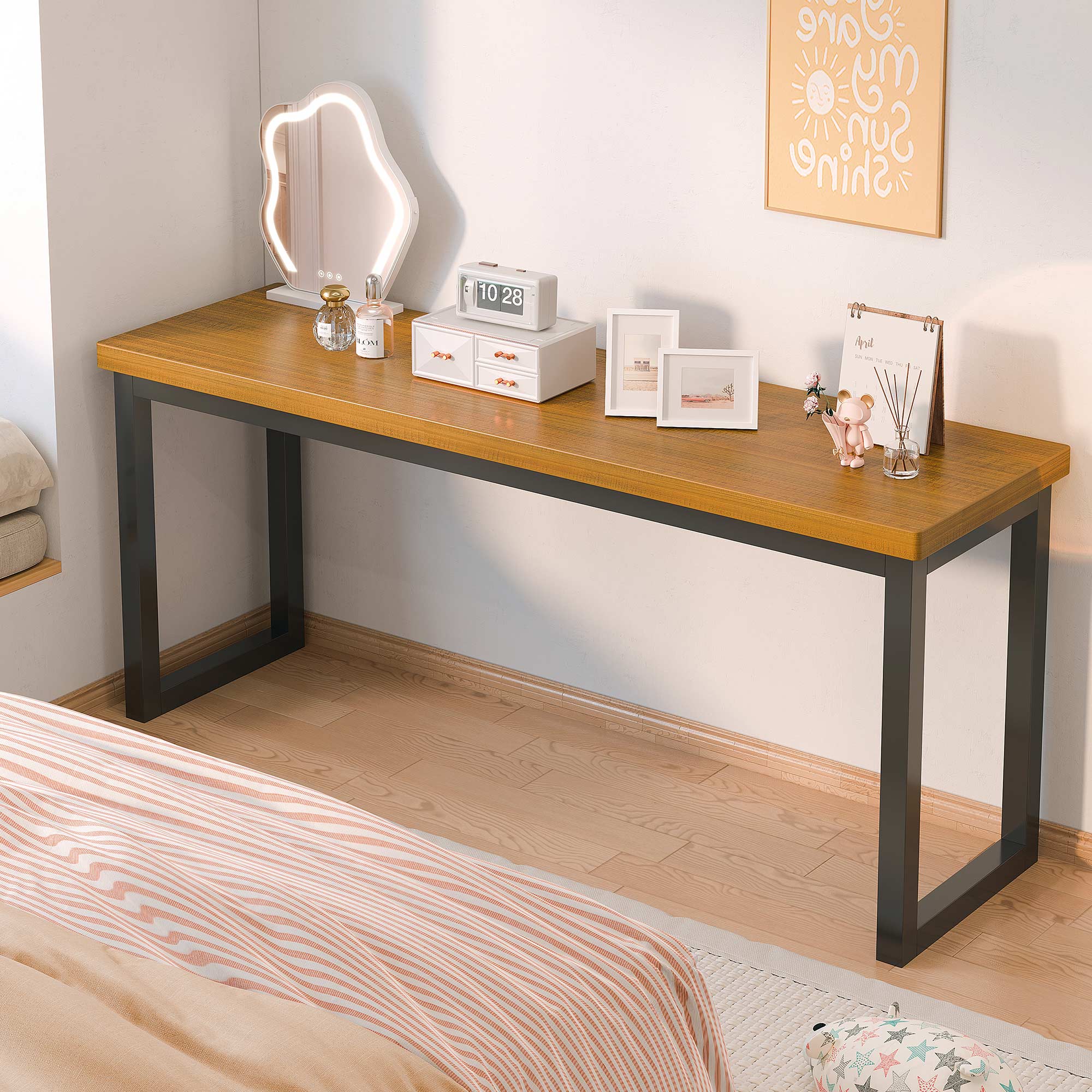 速发家用长条桌懒人跨床桌窄书桌电脑桌工作台桌写边床尾床字学习