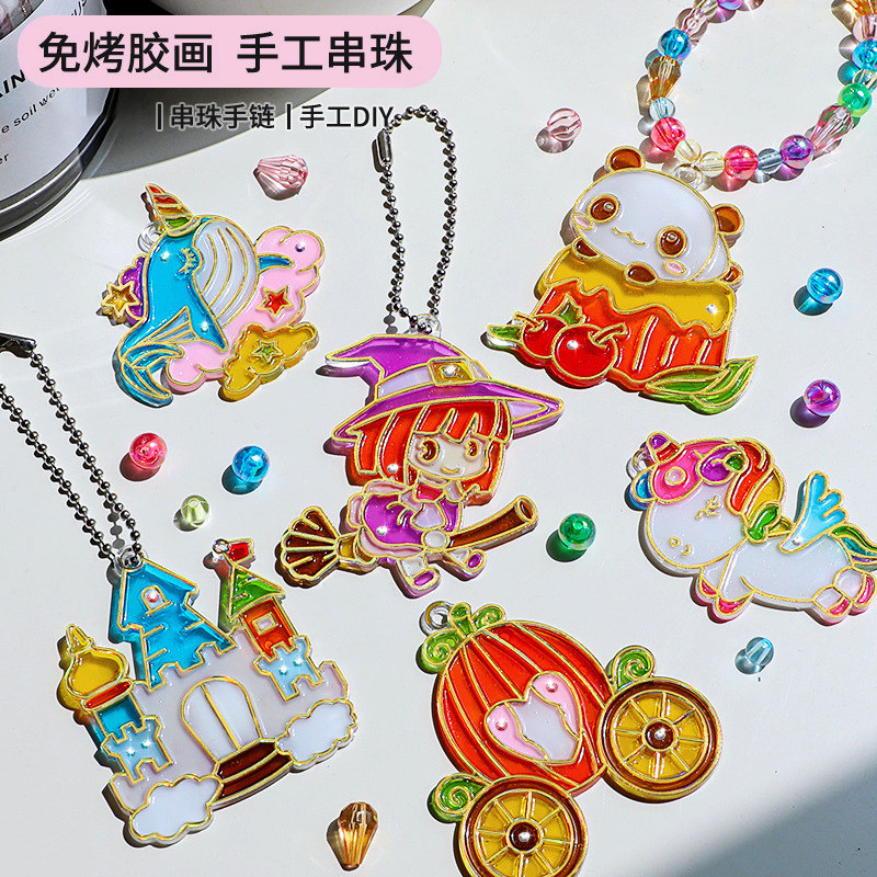 速发手烤胶画免工填色水晶涂鸦色料儿童礼物填颜水彩油画六一玩具
