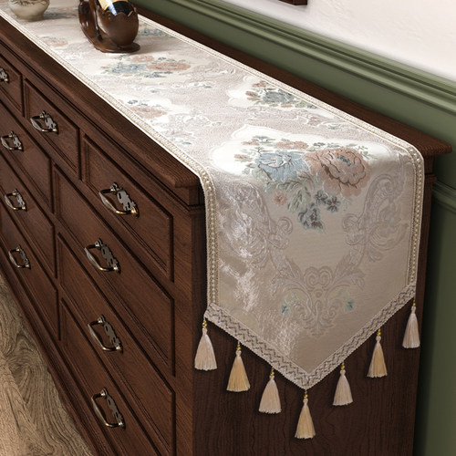 速发电视柜桌旗法长复古盖巾盖布轻桌高级感斗柜美式餐奢桌布式条
