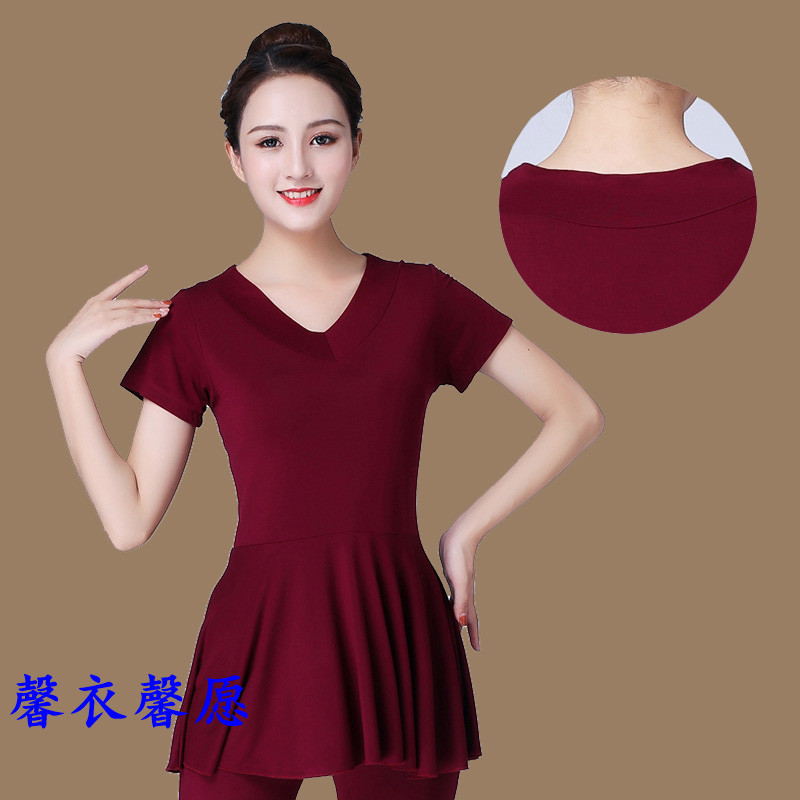 速发服款广场舞服莫代尔上衣 舞蹈装新跳舞服练功服 演出打底衫
