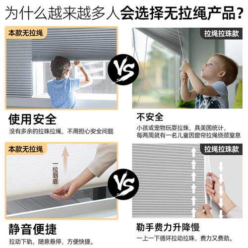 速发致无尚线蜂巢帘免打孔遮帘卧蜂百叶窗帘化妆室厨房风琴帘室窝