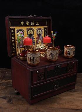道便携供桌法坛 道家道士供具木箱三清科仪 仙家供奉用具用品