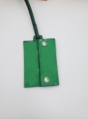 新款绿色男士钥匙包卡包长挂绳胸卡牛皮10-7.6-0 5CM
