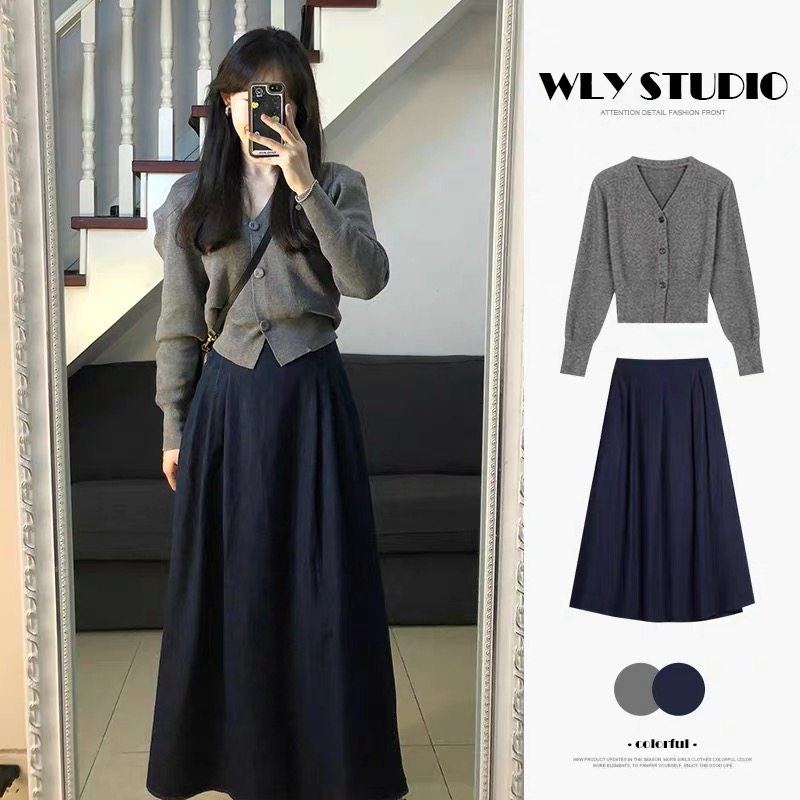 春季小香风轻熟气质御姐盐系穿搭高级感开衫毛衣半身裙两件套装女,女装/女士精品,时尚套装,淘宝优惠券,粉丝福利购,淘宝优惠卷