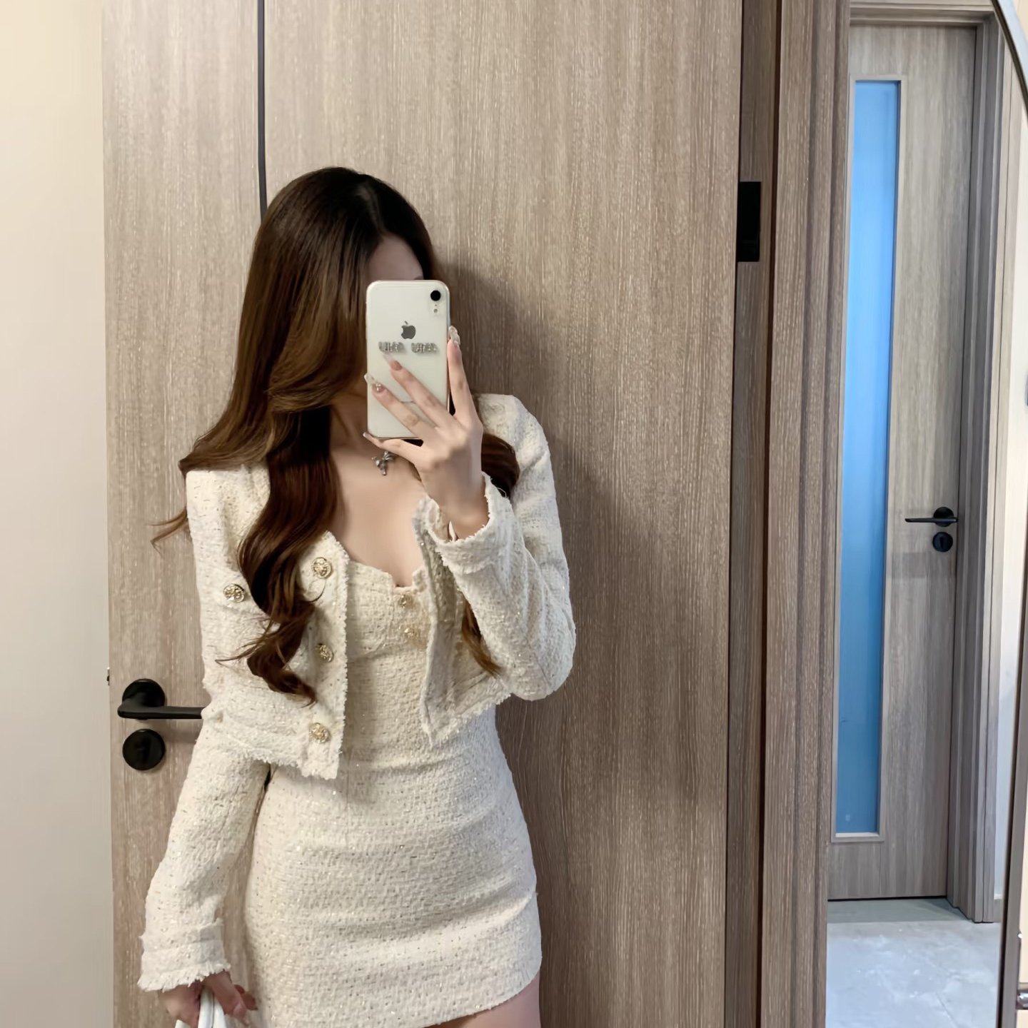 小香风套装秋装搭配一整套时尚名媛外套连衣裙高级感小洋装两件套,女装/女士精品,时尚套装,淘宝优惠券,粉丝福利购,淘宝优惠卷