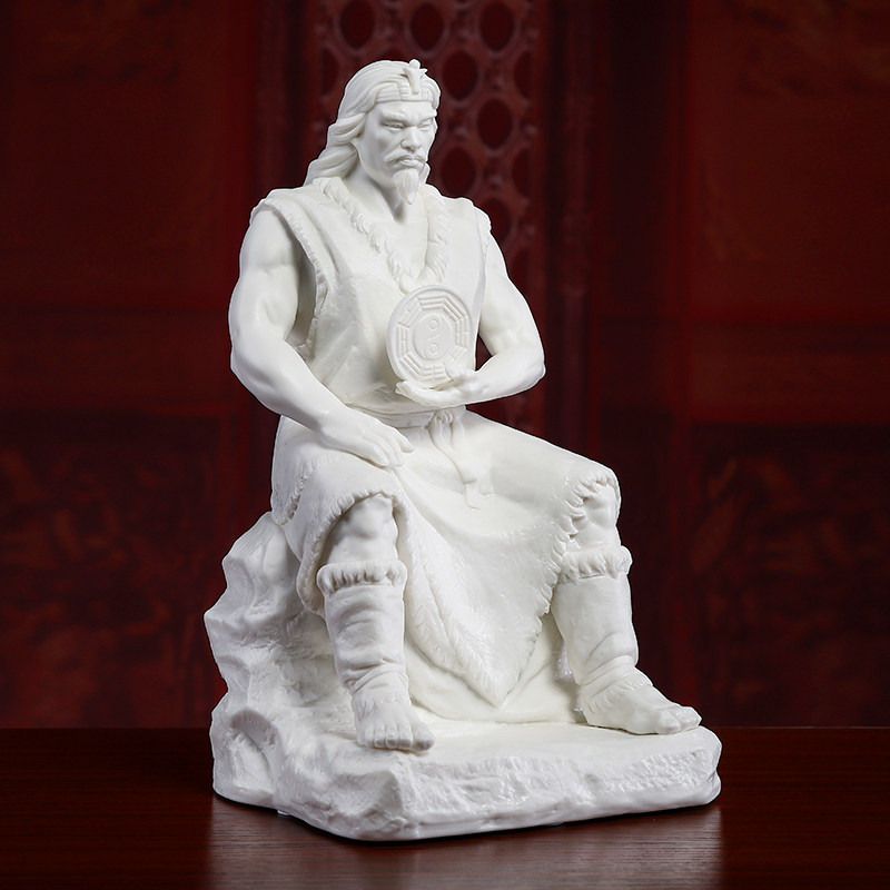 新品《伏羲大帝j》人王像八卦祖师神像供奉家用人文始祖陶瓷摆件