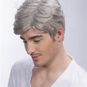 中老年假发短发 表演老爷爷 男士 万圣节道具O 银白 花白假发 新品