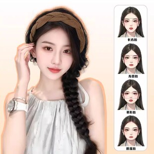 新品发箍假发女一体时尚自然w仿真发长卷发半头套式可拆卸高颅顶