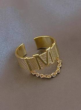 极速Openingf adjustable M letter ring ins niche design titan