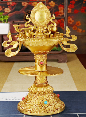 新品博福尼泊尔工艺黄铜加厚五妙欲供品铜镜家用修行Y供奉用品小