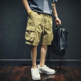 短裤 工装 男宽松潮牌ins五分休闲裤 大码 夏季 胖子男生潮流中裤 薄款