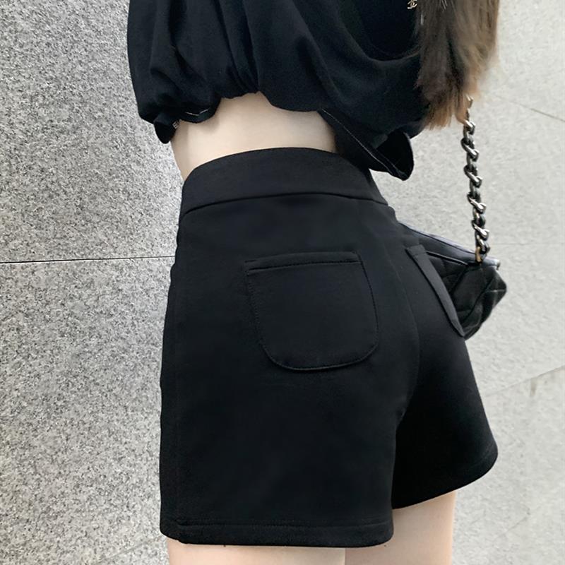 COOLLINE林子熙 Rosé即视感 高级感黑色短裤女夏高腰包臀辣妹裤