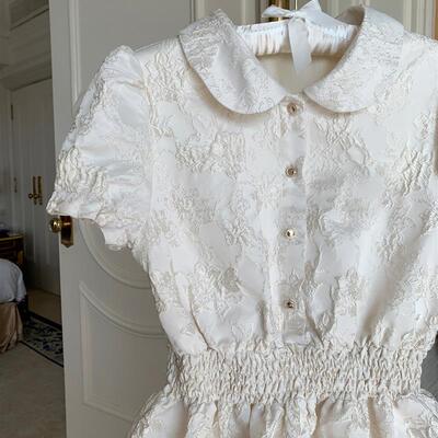 Creamy Sweet 富贵小千金 原创浮雕小个子连衣裙女复古收腰A字裙