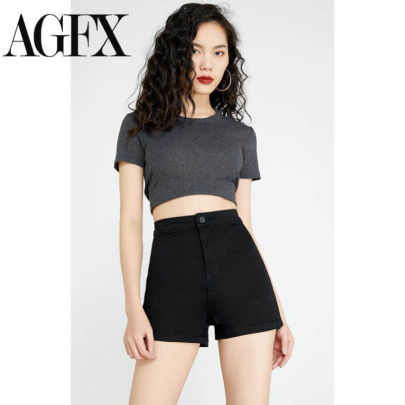 薄款牛仔短裤女高腰2025年夏季新款黑色百搭外穿紧身显瘦a字热裤