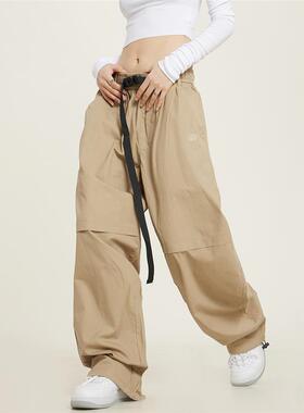 0123Start 垂感阔腿街舞裤男女宽松美式休闲hiphop裤子飘带工装裤