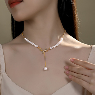 天然珍珠项链女小众ins风t恤卫衣毛衣链感百搭新款装饰品