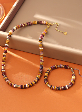 天然蛋黄石项链复古时尚感简约大气秋冬毛衣链小众个性手链潮