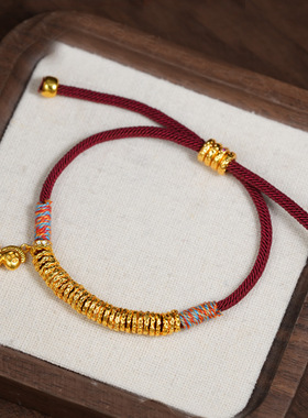 新年生肖马沙金盘缠小马红绳手链女轻奢感编织手绳本命年马年手饰