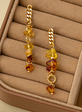 复古时尚天然多宝水晶串珠项链不规则流苏耳饰新中式感套装