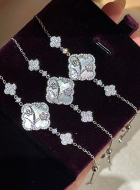 新中式锆石花朵手链轻奢感手环时尚气质百搭手饰设计感小众女