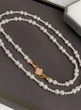 长款珍珠项链配饰女秋冬毛衣链轻奢感串珠新中式叠戴穿搭饰品