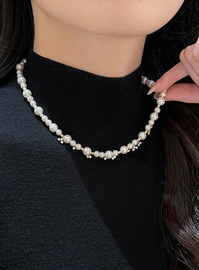 气泡星云珍珠项链秋冬配饰女款毛衣链轻奢小众感串珠颈链饰品