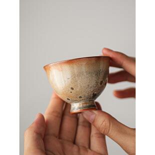 陶瓷品茗杯单茶杯功夫茶具主人杯 心器志野柴烧茶杯窑变家用中式