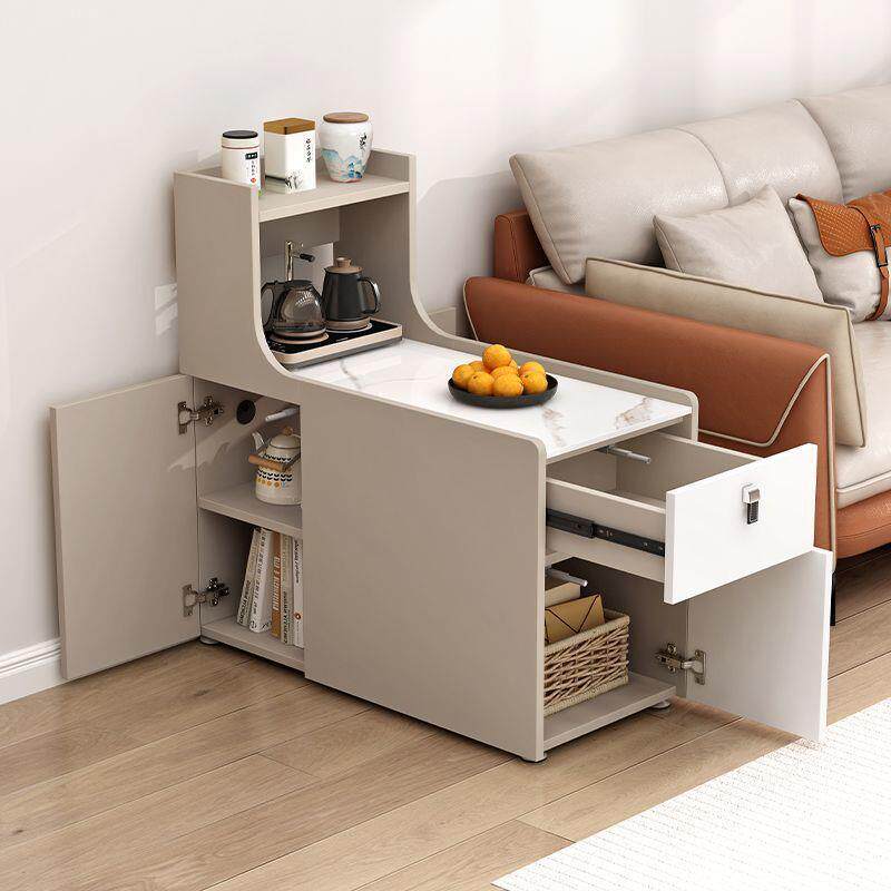 新款沙发边柜侧边柜现代客厅储物柜实木柜角柜家用茶几加高置物架