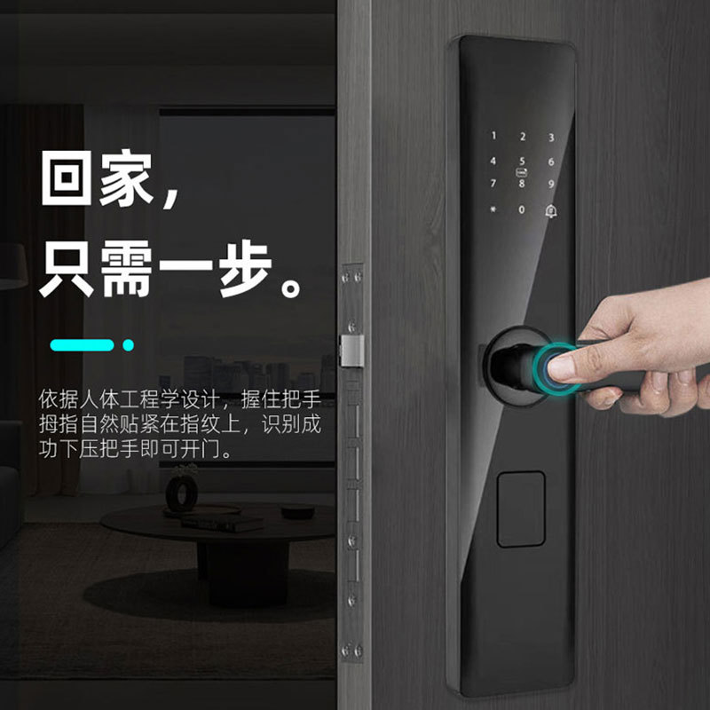 铝合金室内公寓酒店指纹密码锁 涂鸦出租屋指纹锁智能锁批发