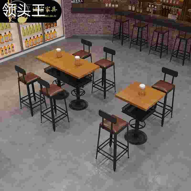 极速诚宏北欧实木餐桌椅奶茶店咖C啡厅商用吧台桌酒吧清吧小方桌