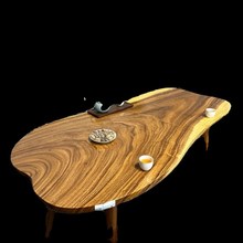 极速南美胡桃木实木大板随形桌雨木茶桌茶台O原木餐桌办公桌书桌