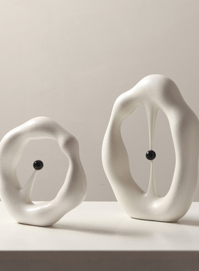 新品新品北欧灰色创意抽象u几何陶瓷摆件样板间客厅桌面工艺装饰