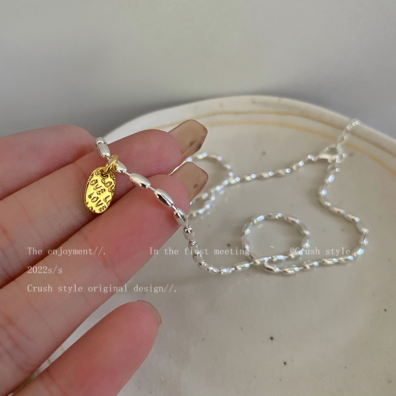 极速撞色圆牌吊坠i项链女ins嘻哈冷淡风网红锁骨链夏2022年新款潮