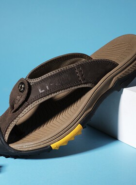 极速New Cow Leather Sqhoes Men Sandals Mens Flip Flops Men C