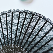 极速黑色蕾丝性感古风小折扇旗袍汉服走秀日M式 古典舞蹈拍照道具