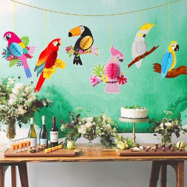 极速Hawaii Tropical Party Theme Decor Parrots HanginWg Penda